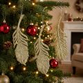Decorative feathers, tree decorations with glitter, advent decorations, feathers for hanging golden L22cm 12pcs | Floristik24.co.uk