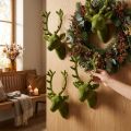 Decorative deer head flocked moss green 10cm x 20cm 3 pcs | Floristik24.co.uk