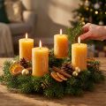 Advent candles, yellow rustic, 70/110mm, 4 pieces - solid-colored pillar candles for atmospheric Christmas decorations | Floristik24.co.uk