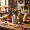 Wooden pear pear wooden decoration autumn red yellow white 12×6cm 3 pieces | Floristik24.co.uk