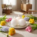 Set of 6 white 80mm ball candles - decorative wax candles for celebrations and a cozy atmosphere | Floristik24.co.uk