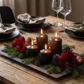 Black pillar candles, grooved, 70/90mm, set of 4, decoration, Advent, smokeless | Floristik24.co.uk