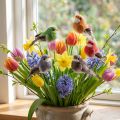 Decorative birds, artificial home decor, spring occasion, with colorful plumage made of real feathers, 5cm, 18 pieces | Floristik24.co.uk