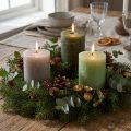 Pillar candle set, 3 shades of green, dyed throughout, decorative candles for table decoration and wellness, 70x80mm, 12 pieces | Floristik24.co.uk