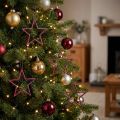 Christmas decoration glitter stars for hanging in berry glitter, set of 40, 7.5cm - Festive ornaments for Christmas tree and window | Floristik24.co.uk