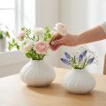 Flower vase ceramic onion shape white Ø13cm H13.5cm 2pcs | Floristik24.co.uk