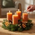 Pillar candles, dark orange, solid color, Sunset design, 60x100mm, 4 pieces, rustic, summer, autumn, Advent | Floristik24.co.uk
