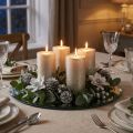 Solid-colored candles platinum 70x120mm 4 pcs | Floristik24.co.uk