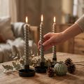 Twisted candles spiral candles gray green Ø1.4cm H18cm 4pcs | Floristik24.co.uk