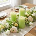 Lime green pillar candles, colored throughout, 60x100mm, wedding decoration, spring decoration, set of 4 | Floristik24.co.uk