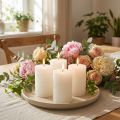 Solid-colored candles white 60x80mm 4 pcs | Floristik24.co.uk