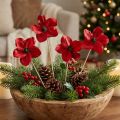 Wooden flower stakes, red, decorative, 9-12cm, 45cm, 15 pieces. | Floristik24.co.uk