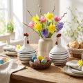 Decorative chicken black and white striped ceramic figure Easter H17cm 2pcs | Floristik24.co.uk