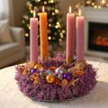Decorative wreath, dried flowers, metallic purple Lepidium, wall wreath, Ø33cm, home accessory | Floristik24.co.uk