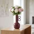 Modern, artistic vase with a long neck and round handles for stylish interiors, 24cm | Floristik24.co.uk