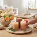 Set of 12 pillar candles in brown, 70x80mm, dyed throughout - Perfect for decoration, wellness and celebrations | Floristik24.co.uk