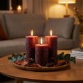 Set of 4 Burgundy pillar candles, solid color, 70x120mm - Decorative candles for home ambience &amp; wellness | Floristik24.co.uk