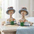 Female Bust Cocktail Blue White Decorative Figures H10.5cm 2pcs | Floristik24.co.uk