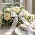 White Polyester Decorative Taft Ribbon, 25mm x 50m | Floristik24.co.uk