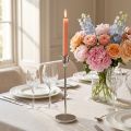 Candlestick silver metal decoration candlestick for stick candles H31cm | Floristik24.co.uk
