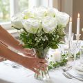 Decorative rose silk flowers in bunch cream 36cm 8 pcs | Floristik24.co.uk