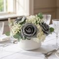Foam Rose Ø7.5cm Grey 18 pcs | Floristik24.co.uk