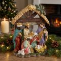 Christmas crib with figures Nativity scene Christmas 15.5×7×20cm | Floristik24.co.uk