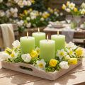 Lime Green Dyed Pillar Candles 70×80mm 4-Pack - Atmospheric Decoration &amp; Light | Floristik24.co.uk