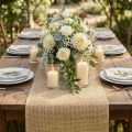 Table runner natural with jute, decorative fabric 29×450cm - Elegant table runner for your festive decoration | Floristik24.co.uk