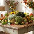 Autumn decoration pumpkin, light green, green, dark green, Ø13cm, 3 pieces | Floristik24.co.uk