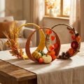 Decorative ring jute ring wide loop yellow ochre brown Ø30cm 3pcs | Floristik24.co.uk