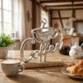 Metal decoration coffee silver wooden base natural 17.5x5x18cm | Floristik24.co.uk