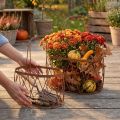Oval wire basket with handle, garden decoration, rust finish, 30/25cm, set of 2 | Floristik24.co.uk