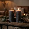 Solid coloured candles anthracite pillar candles 85×150mm 2pcs | Floristik24.co.uk