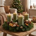 Solid-colored olive green pillar candles, 85x120mm, 2 pieces, for Advent wreaths and table decorations | Floristik24.co.uk