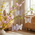 Decorative Hanging Butterflies Wood Purple/White 12×11cm 4 pcs | Floristik24.co.uk
