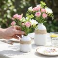 Flower vase white ceramic seagrass table vase H10.5cm 2pcs | Floristik24.co.uk