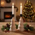 Stick candle holder wooden decoration Christmas tree natural H16cm 2 pcs | Floristik24.co.uk