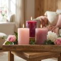 Pillar candle set, pink &amp; berry colors, 70x100mm, long burning time, pack of 12, ideal for decoration &amp; gift | Floristik24.co.uk