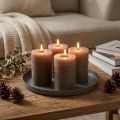 Brown pillar candles, solid color, 70x100mm, set of 4, rustic decoration | Floristik24.co.uk