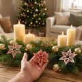 Wooden stars Christmas decoration wooden stars orange 8cm 16 pcs | Floristik24.co.uk