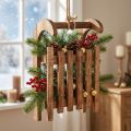 Decorative sleigh brown winter decoration made of wood 30x18x12cm | Floristik24.co.uk