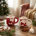 Christmas Mug Ceramic Christmas Couple Red White H8.5cm 2pcs | Floristik24.co.uk