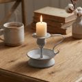 Candlestick metal candlestick handle white grey 12.5cm | Floristik24.co.uk