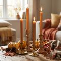 Solid colored taper candles, caramel, 22×240mm, 12 pieces | Floristik24.co.uk
