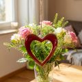 Heart made of wood, decorative heart for hanging, heart decoration red H15cm | Floristik24.co.uk
