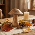 Wooden mushroom with grooves wooden decoration mushroom mango wood natural 11.5×Ø10cm | Floristik24.co.uk