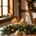 Candlestick Pillar Candle Star Gold Ø23cm H49.5cm | Floristik24.co.uk