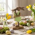 Bunny mother with child, Easter decoration, spring, Easter bunny made of wood, natural, green, yellow H22cm | Floristik24.co.uk