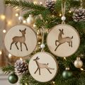 Pendant with deer, decoration medallion, wood decoration, Advent Ø9.5cm 6pcs | Floristik24.co.uk